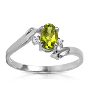 Natürlich Peridot Und Diamanten Edelstein 14k Solid Gold Damen Promise Ring z570 - Bild 1 von 4