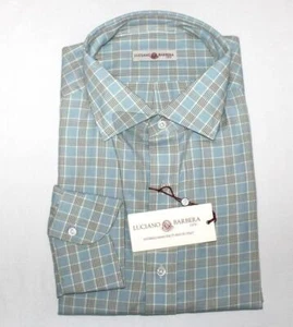 $265 New LUCIANO BARBERA Plaid Check Cotton Sport Shirt Men's 2XL XXL Light Blue - Picture 1 of 7