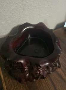 Carved Dark Wooden Root Bowl Art Single Piece of Wood Catch All Tray Ashtray - Picture 1 of 7