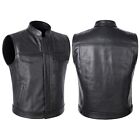 Men Faux Leather Waistcoat Stand Collar Motorcycle Biker Cut-Off Oversized Vest
