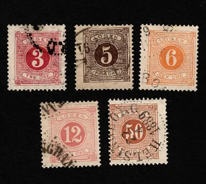 OPC 1877 Suecia Perf 13 cuotas de franqueo Sc#J13-16 J21 usado 37558 - Imagen 1 de 2