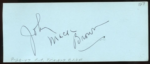 Johnny Mack Brown d1974 signed 2x5 cut autograph on 9-28-47 at L.A. Tennis Club Cover