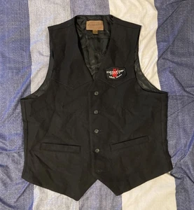 Vtg Pendleton Whiskey Mens Wool Button Up Vest Sz M Stitched Logos Black - Picture 1 of 7