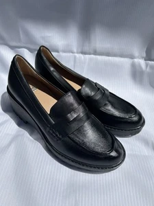 Dolce Vita Women's Black 9 Leather Yanni Platform Loafers NWT Penny Classic - Picture 1 of 5