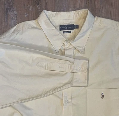 Ralph Lauren Para Hombre 5XB Calce Clásico Amarillo Manga Larga Con Botones Foto 1 de 4