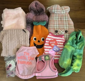 FURBABY PUPPY GIRL CLOTHING LOT DOG CLOTHES FITWARM SIZE XS 10 PIECES EUC - Picture 1 of 12