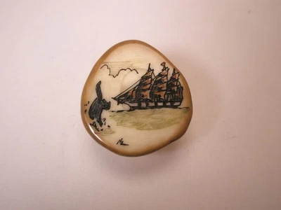 Escena de pesca a vela Brig Barca Goleta Vintage Tie Tack Solapa Pin e40 Foto 1 de 4