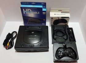 SEGA SATURN Black Console Model: MK-80000A + OEM Controller + Cables - Tested