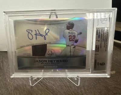 Camiseta deportiva Jason Heyward 2010 Bowman Platinum Relic Refractor automático/740 Beckett 9 Foto 1 de 3