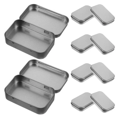  10 pz Metallo Rettangolare Vuoto Incernierato Barattoli Mini Portatile Scatola - Immagine 1 di 4