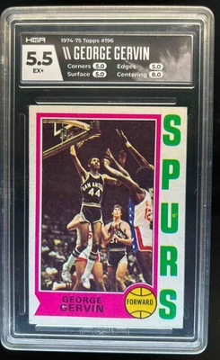 1974-75 Topps George Gervin Rookie RC #196 Spurs HGA 5,5 Foto 1 de 2