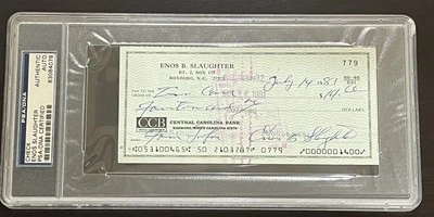 Cheque firmado por Enos Slaughter ¡PSA!! Foto 1 de 2