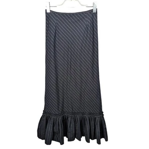 Maxi gonna vintage anni 90 Oilily blu navy diagonale a righe punto orlo increspato taglia 34 - Foto 1 di 10