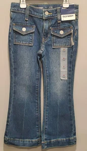 NWT OLD NAVY Girl's High Waisted Utility Pocket Flare Jeans Blue Size 5 - Picture 1 of 4