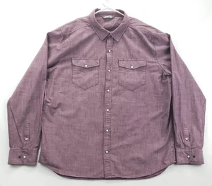 Stio Shirt Mens 2XL Purple Pearl Snap Western Organic Cotton Long Sleeve Casual - Picture 1 of 11