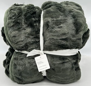 Pottery Barn FAUX FUR RUCHED Throw Sycamore ~ 60" x 80” NEW - Picture 1 of 2