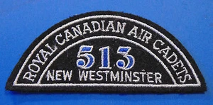 CANADÁ Royal Canadian Air Cadets NUEVO WESTMINSTER 513 escuadrón flash hombro - Imagen 1 de 1