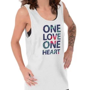 Valentine's Day One Love On Heart Hippie Womens Tank Top Sleeveless Shirts - Picture 1 of 9