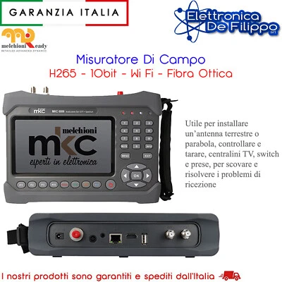 MELCHIONI MKC Misuratore di campo Professionale tuner DVB-S2 DVB-T2 HEVC H.265 Fibra SCR DCSS