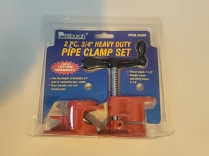 NEW Pittsburgh • 2 Pc 3/4" Heavy Duty Pipe Clamp Set New In Package 31255, - Picture 1 of 2