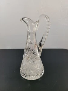 Vintage American Brilliant Hobstar Cut Glass Oil Cruet 8" - Picture 1 of 10
