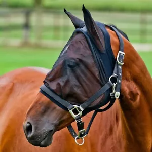 Pferd Fliegenmaske mit Ohren - Netzaugen - Spandex - HORZE - atmungsaktiv - schwarz - Bild 1 von 3