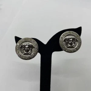 VERSACE Vintage Clip-on Earrings Silver Women's From Japan i1680 - Picture 1 of 11