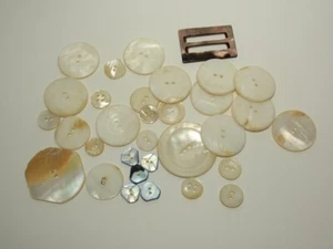 Lot of MOP Mother of Pearl Buttons & 1 Belt Buckle *As-Is* - Picture 1 of 13