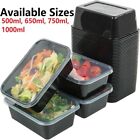 5Pcs/set Black Disposable Food Containers Large Capacity Take Out Box