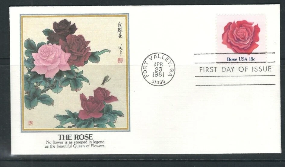 USA SC # 1876 Flowers - Rose - FDC . Fleetwood Cachet.. - Image 1 of 1