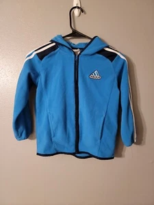 Adidas Blue Full Zip Fleece Hooded Jacket Boys Youth Size 6 READ - Picture 1 of 6