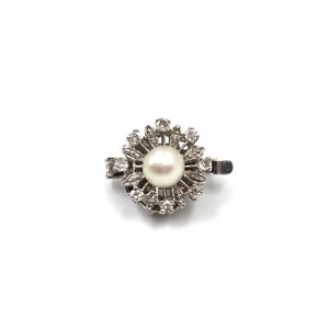 18kt Weißgold Perlenclip mit Brillanten Ø1.5cm Schmuck Perle Diamanten 835Silber - Bild 1 von 9