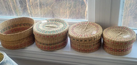 VintageNesting Baskets W/ Lids Set Of 4  Peoples Republic Of China 1960s storage Cover
