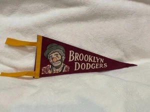 VERY RARE 1940's/50's Brooklyn Dodgers "Bum" 12 Inch Red Felt Pennant, BEAUTIFUL - Picture 1 of 3