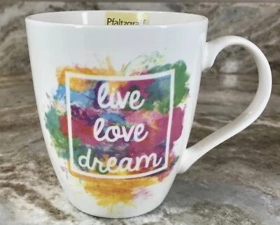 Taza de café grande Live Love Dream colorida Pfaltzgraff 18 oz. Nuevo Foto 1 de 4