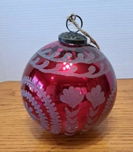 Pottery Barn große Quecksilber geätztes Glas Christbaumschmuck Kugel rot 6" groß  - Bild 1 von 4