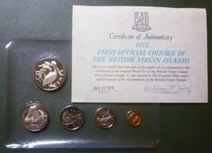 1973 BRITISH VIRGIN ISLANDS - FIRST PROOF SET (5) - EXOTIC BIRDS - SEALED w/ COA - Picture 1 of 8