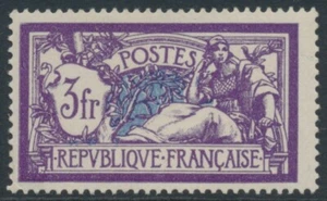 FRANCIA - 1925 3Fr viola/blu Merson, MNH - Michel # 181; Scott # 129 - Foto 1 di 2