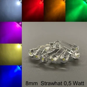 LED 8mm Strawhat 200° 0,5 Watt tutti i colori incl. resistenze diodi luminosi LED - Foto 1 di 3