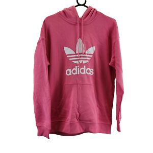 adidas womens trefoil hoodie pale pink h33587 adicolor large print size 8