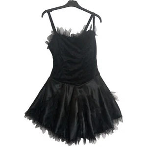 Costume elegante burlesque strega sexy velluto nero 10/12 tutù corto - Foto 1 di 9
