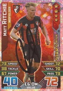 MATT RITCHIE SIGNIERT BOURNEMOUTH "STAR PLAYER" 15/16 MATCH ATTAX SAMMELKARTE + COA - Bild 1 von 1