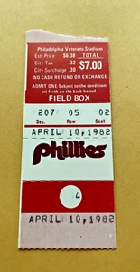 Gary Carter HR #143 Home Run Rose Hit 1982 4/10/82 Phillies Expos Ticket Stub - Picture 1 of 2