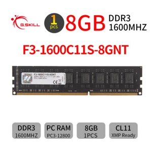 G.SKILL Value RAM 8GB DDR3 1600MHz PC3-12800U CL11 240Pin DIMM Desktop Memory AB - Picture 1 of 6