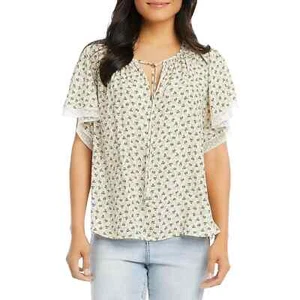 Karen Kane Floral Print Flutter Sleeve Top Multi Size M NWT (bn13) - Picture 1 of 7