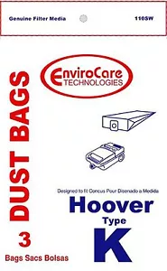 Hoover Type K, Vacuum Cleaner Bags, 3 Pack - Picture 1 of 1