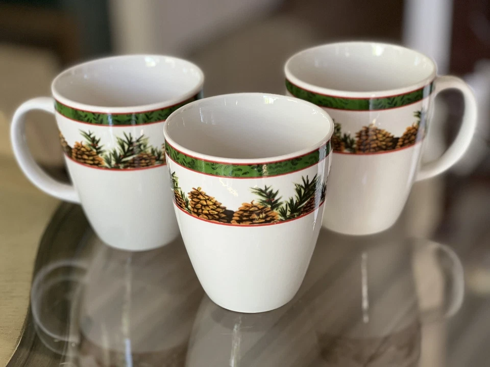 Tazas de café de cono de pino ONEIDA de gres de cocina de Pam Luer 2005 3 Foto 1 de 4