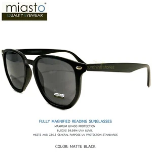 MIASTO PREPPY ROUND KEYHOLE READING SUNGLASSES/SHADES+1.75 NEGRO MATE (UV400) - Imagen 1 de 2
