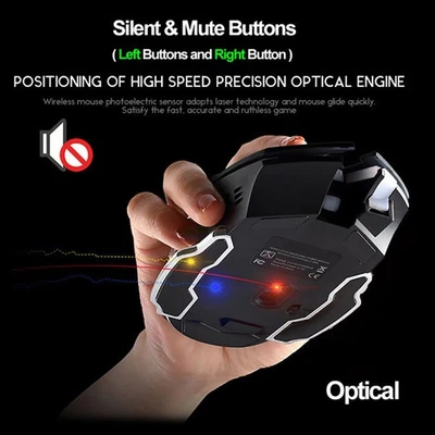 Rechargeable X8 Wireless Game Mouse Silent Led Backlit Usb 1800Dpi Optical SLK - Image 1 of 4