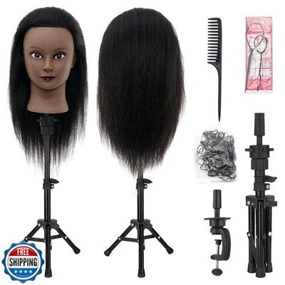 Mannequin Head 100% Real Hair,14”-16” Braiding Mannequin Head with StandandTa - Image 1 of 4